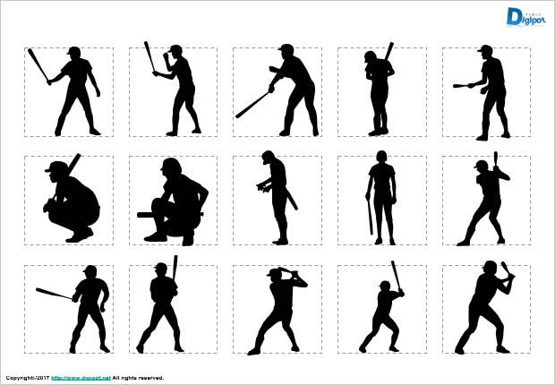 バッター、打者のシルエット画像