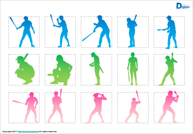 バッター、打者のシルエット画像2