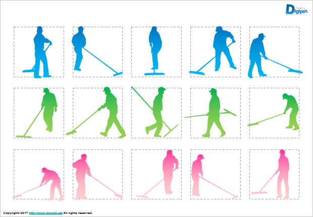 グランド整備する人のシルエット画像2