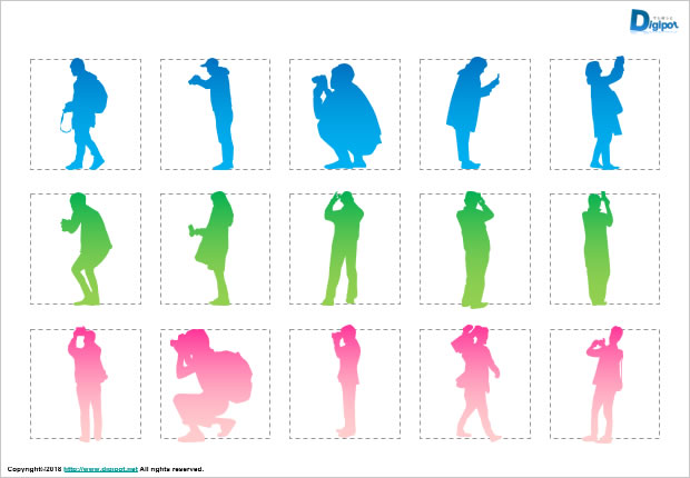 撮影する人のシルエット画像2