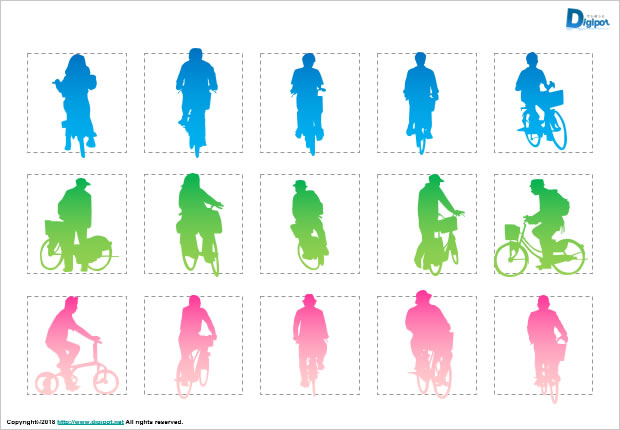 自転車に乗る人のシルエット画像2