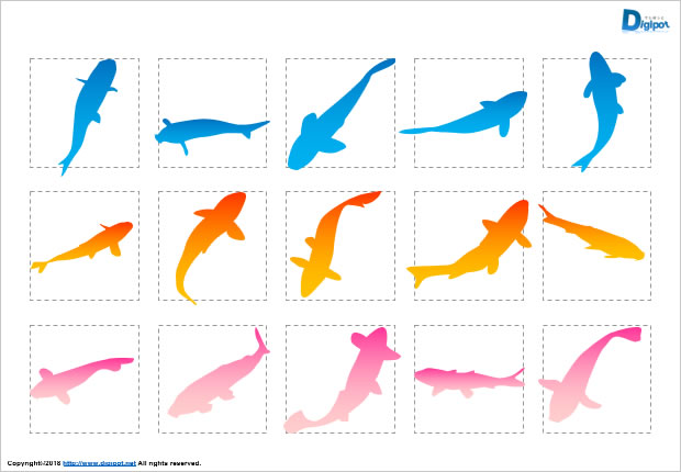 コイのシルエット画像2