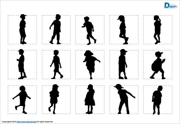 子供のシルエット画像