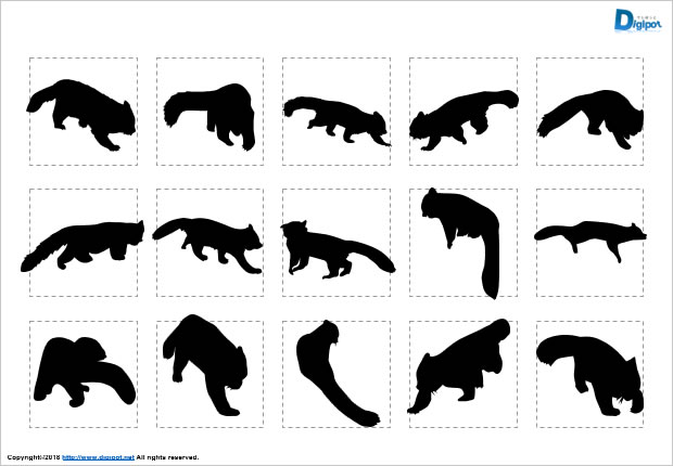 レッサーパンダのシルエット パワーポイント フリー素材 無料