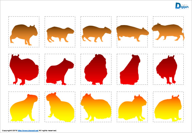 カピバラのシルエット画像2