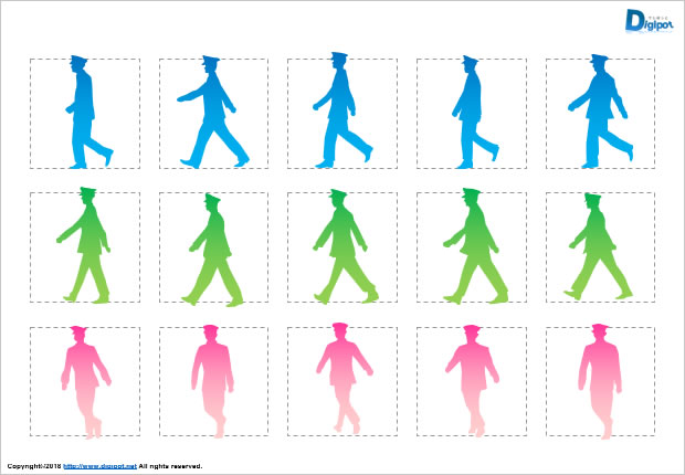 行進する人のシルエット画像2