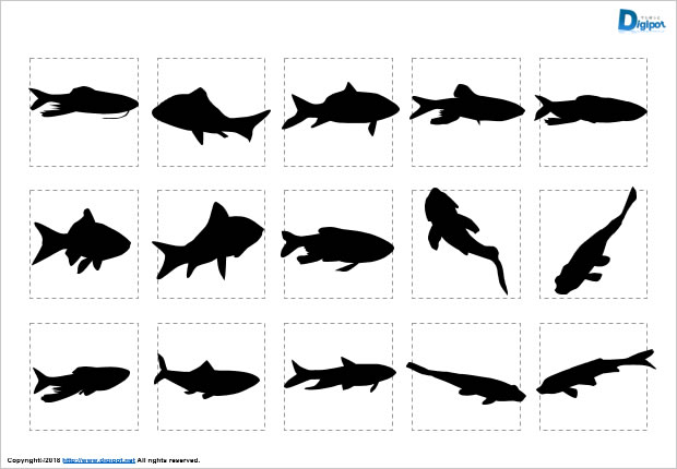 淡水魚のシルエット画像