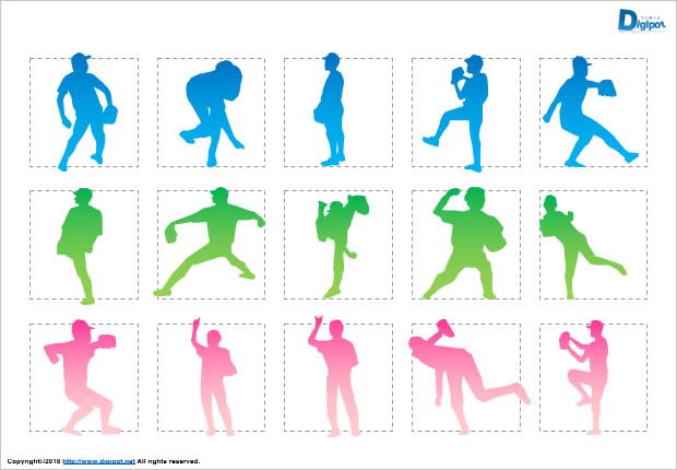 ピッチャー、投手のシルエット画像2