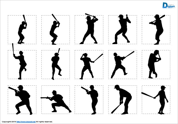バッター、打者のシルエット画像