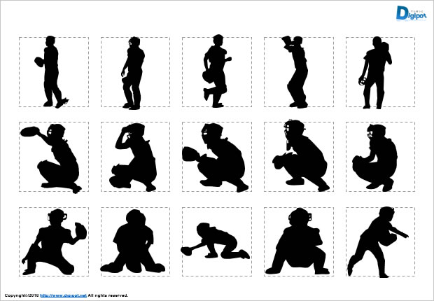 キャッチャーのシルエット画像