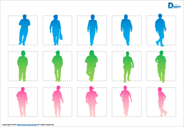 歩いている男性のシルエット画像2