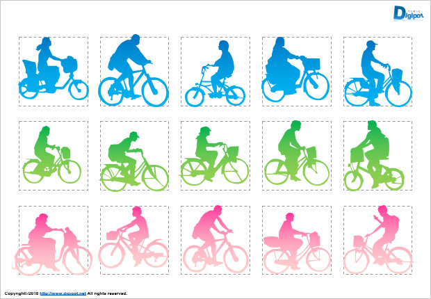自転車に乗る人のシルエット画像2
