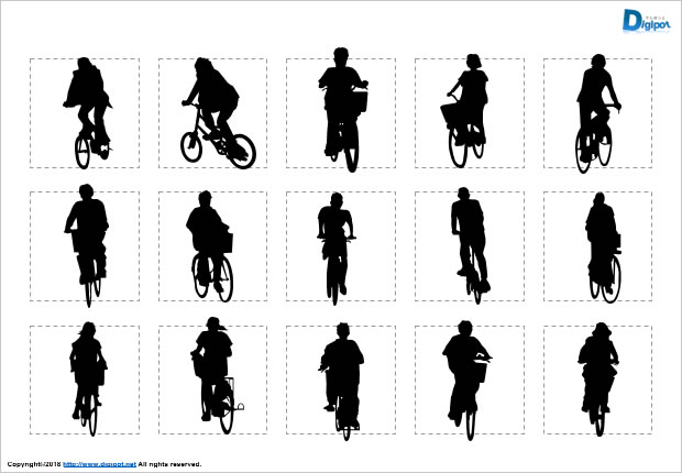 自転車に乗る人のシルエット画像