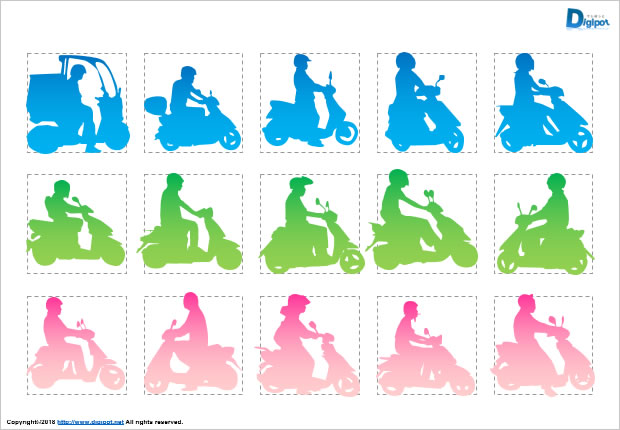 バイクに乗る人のシルエット画像2