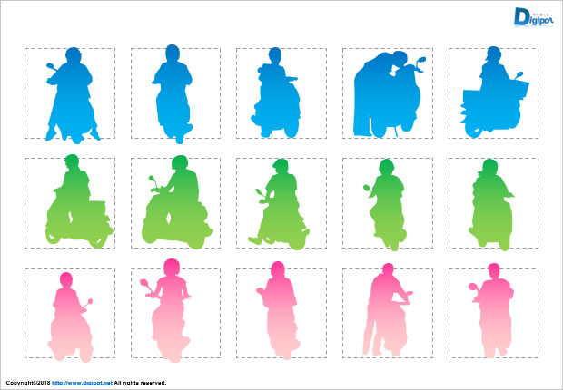 バイクに乗る人のシルエット画像2