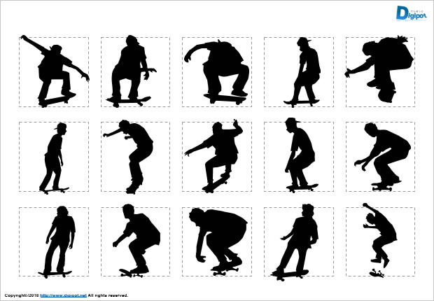 スケートボードのシルエット画像