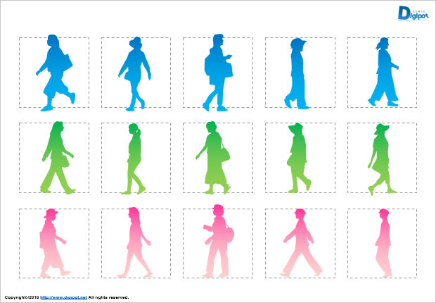 歩いている女性のシルエット画像2