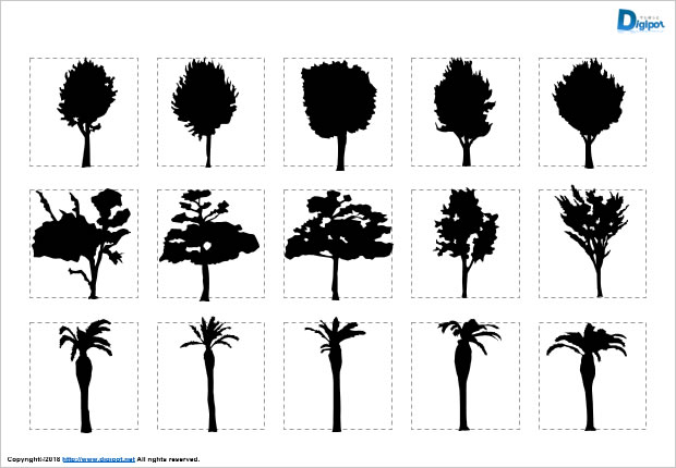 木 樹木のシルエット パワーポイント フリー素材 無料素材のdigipot