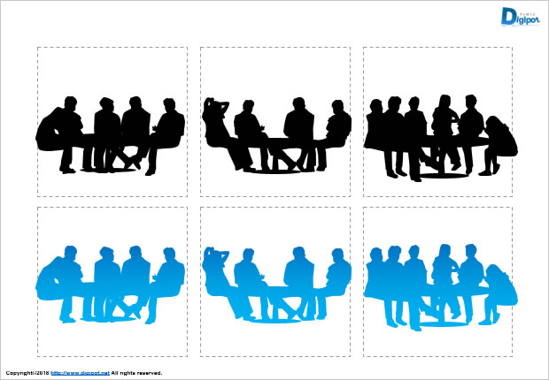 会議、打合せのシルエット画像