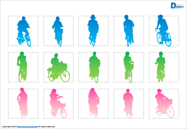 自転車に乗る人のシルエット画像2
