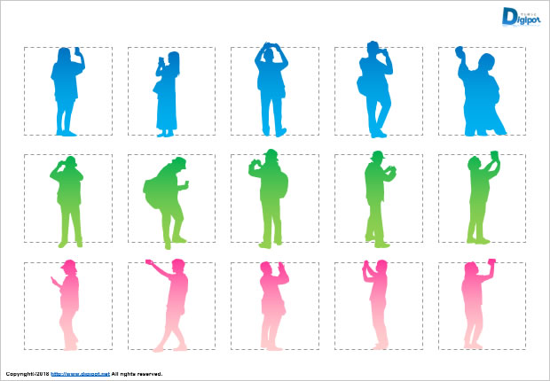 スマホ撮影する人のシルエット画像2