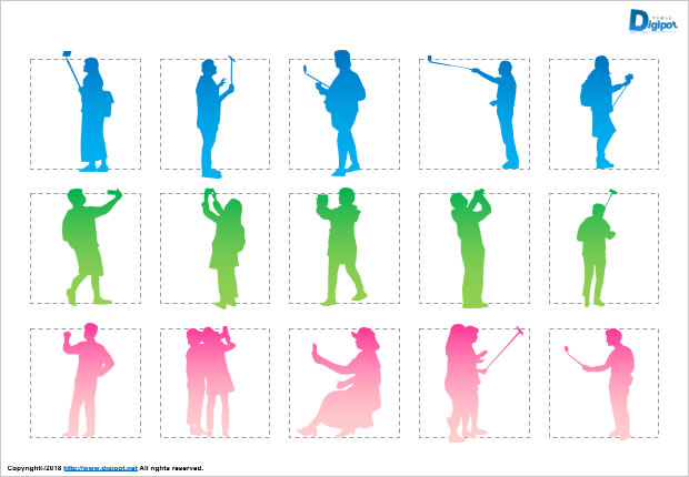 自撮りする人のシルエット画像2