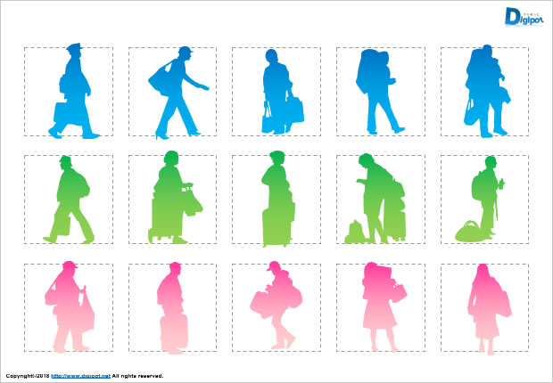 たくさんの荷物を持つ人のシルエット画像2