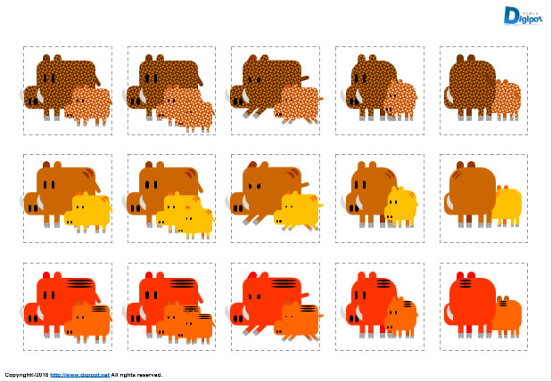 イノシシ親子のイラスト画像