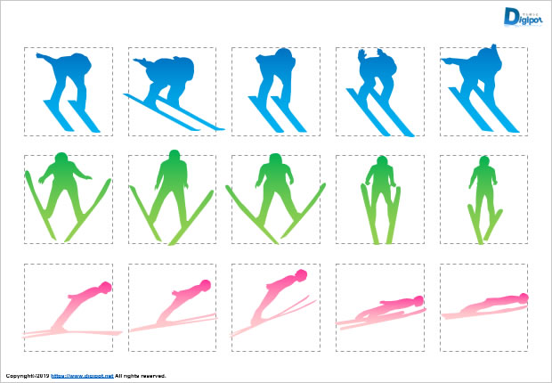 スキージャンプのシルエット画像2