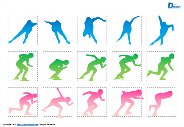 スピードスケートのシルエット画像2