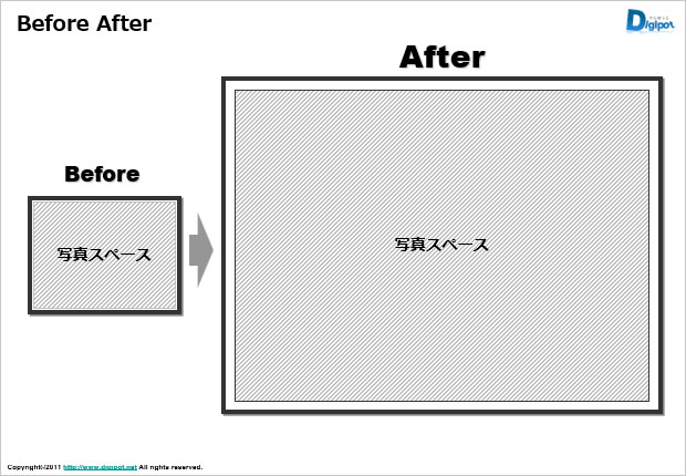 ビフォーアフターの資料テンプレート画像