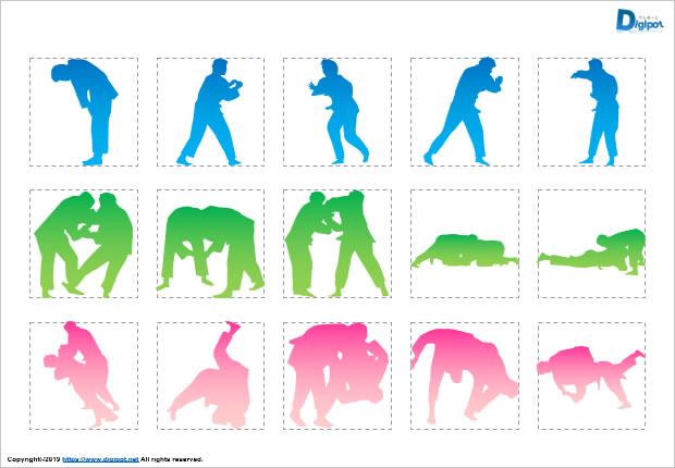柔道のシルエット パワーポイント フリー素材 無料素材のdigipot