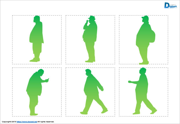 メタボ気味な人物のシルエット画像