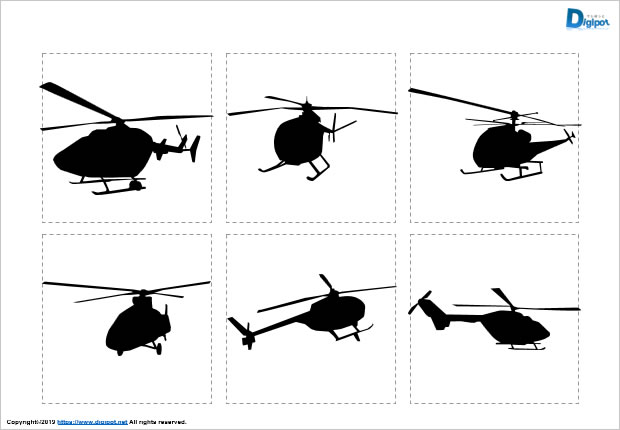 ヘリコプターのシルエット画像