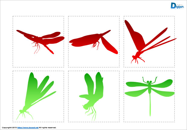 トンボのシルエット画像
