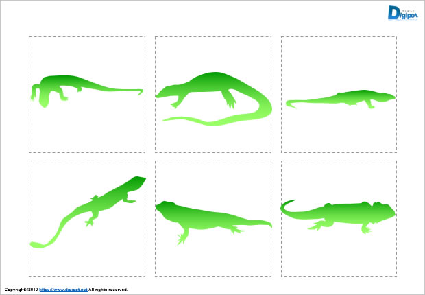 トカゲのシルエット画像