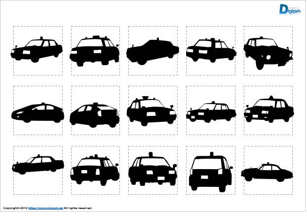 タクシーのシルエット画像