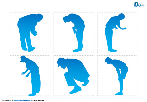 下を向く人物のシルエット画像