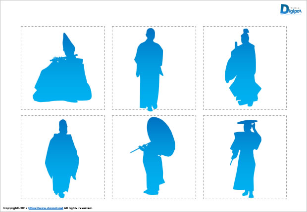 昔の衣装の人物のシルエット画像