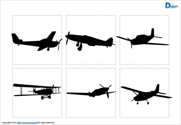 プロペラ機のシルエット画像