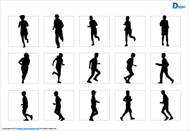 ジョギングする人物のシルエット パワーポイント フリー素材 無料素材のdigipot