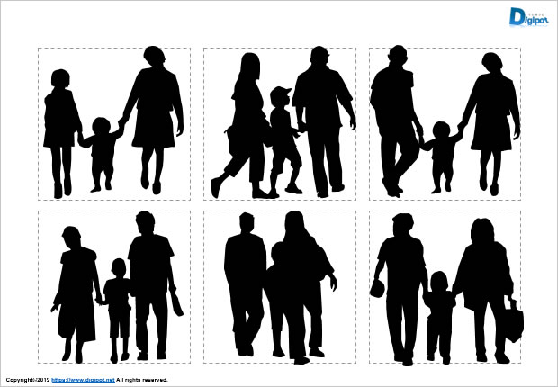 親子三人で手をつなぐシルエット パワーポイント Png形式画像 フリー素材 無料素材のdigipot