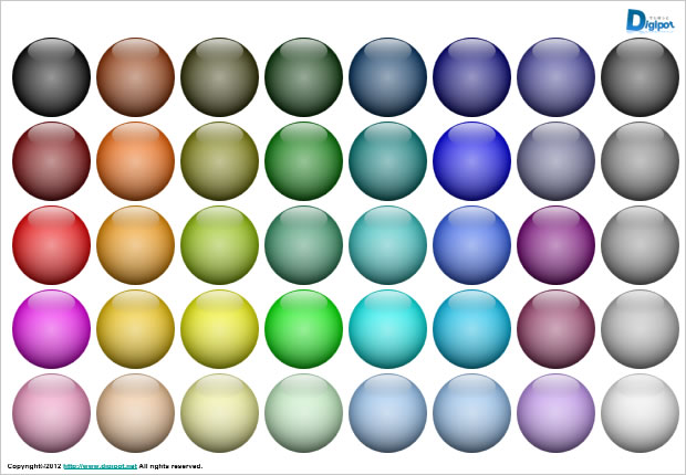 カラフルな球形光沢パーツ素材画像2