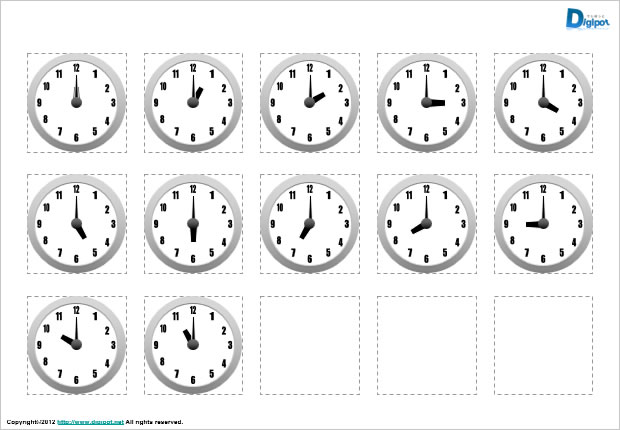 時間表示するアナログ時計のイラスト画像