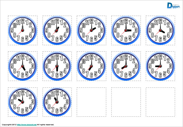 時間表示する時計のイラスト（パワーポイント／エクセル）