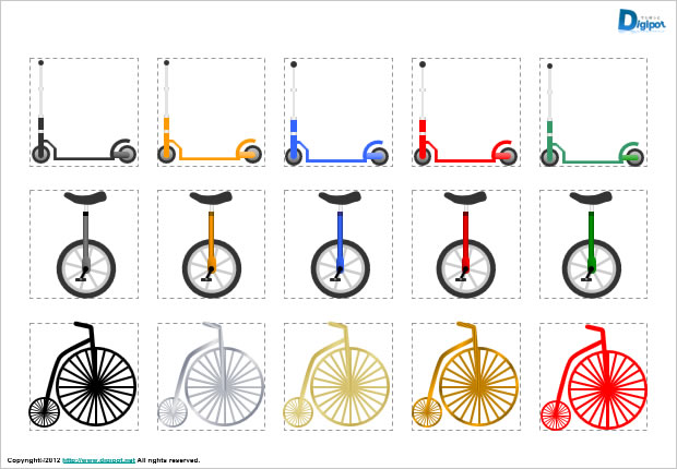 キックボード、一輪車のイラスト画像