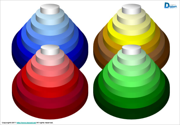 積み上げピラミッド七段図テンプレート画像