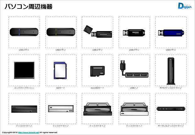 パソコン周辺機器のイラスト パワーポイント フリー素材 無料素材のdigipot