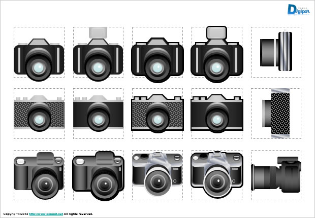 カメラ デジカメ 一眼レフのイラスト パワーポイント フリー素材 無料素材のdigipot