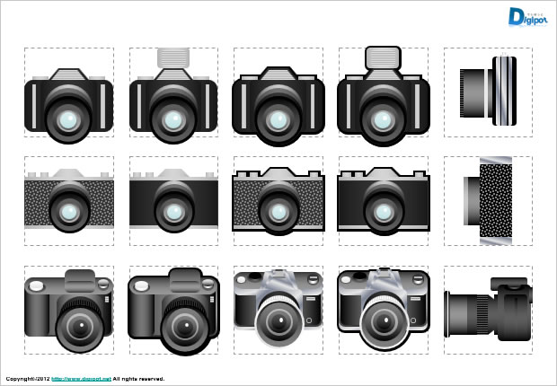 カメラ デジカメ 一眼レフのイラスト パワーポイント フリー